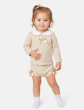 Girls beige knitted jam pants set