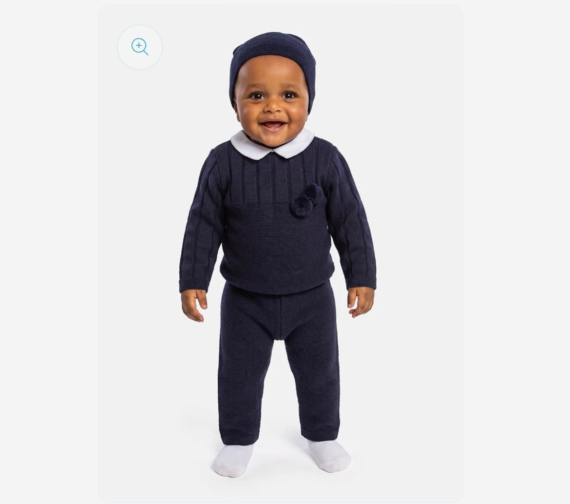 Boys navy knitted 3 peice set