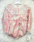Rose romper with lace collar