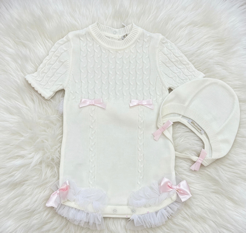 Little dreams  romper with bonnet