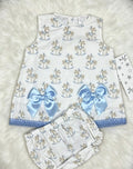Blue rocking horse dress